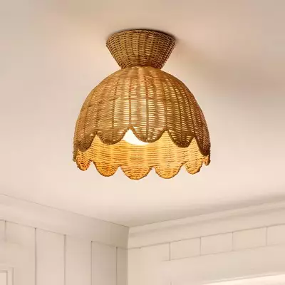 Robin Boho Style Woven Rattan Flower Ceiling Light