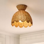 Robin Boho Style Woven Rattan Flower Ceiling Light