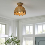 Robin Boho Style Woven Rattan Flower Ceiling Light