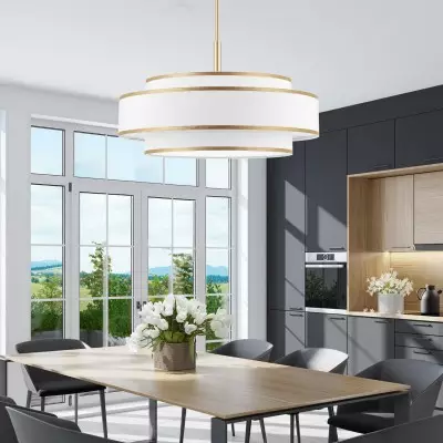 Luminara Farmhouse Fabric Drum Chandelier