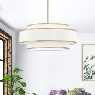 Luminara Farmhouse Fabric Drum Chandelier
