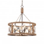 Wagner Farmhouse 4-Light Drum Wood Chandelier