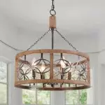 Wagner Farmhouse 4-Light Drum Wood Chandelier