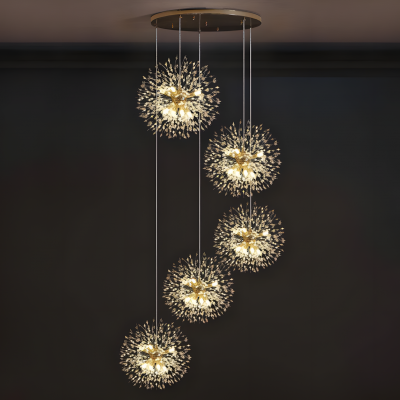 Braun Modern Globe Sputnik Chandelier