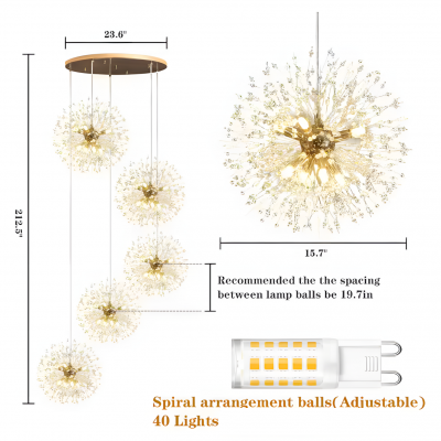 Braun Modern Globe Sputnik Chandelier