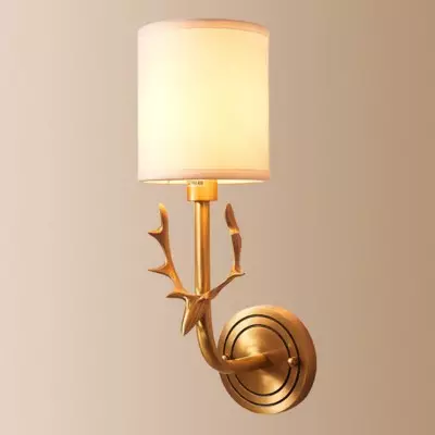 Akshara Farmhouse Brass Deer Head Wall Light Akshara Farmhouse Brass Deer Head Wall Light