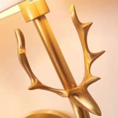 Akshara Farmhouse Brass Deer Head Wall Light Akshara Farmhouse Brass Deer Head Wall Light