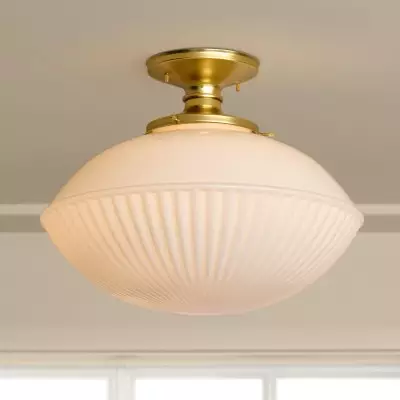 Bodie Retro Brass White Glass Ceiling Light Bodie Retro Brass White Glass Ceiling Light