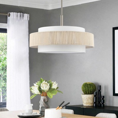 Tim Scandinavian Tiered Fabric Drum Chandelier Tim Scandinavian Tiered Fabric Drum Chandelier