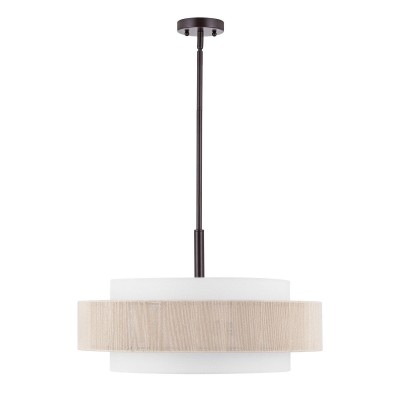 Tim Scandinavian Tiered Fabric Drum Chandelier Tim Scandinavian Tiered Fabric Drum Chandelier
