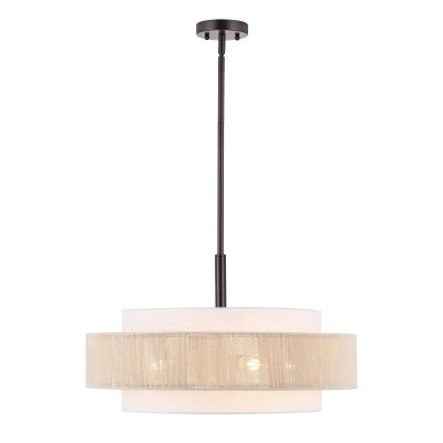 Tim Scandinavian Tiered Fabric Drum Chandelier Tim Scandinavian Tiered Fabric Drum Chandelier