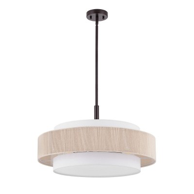Tim Scandinavian Tiered Fabric Drum Chandelier Tim Scandinavian Tiered Fabric Drum Chandelier