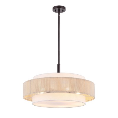 Tim Scandinavian Tiered Fabric Drum Chandelier Tim Scandinavian Tiered Fabric Drum Chandelier