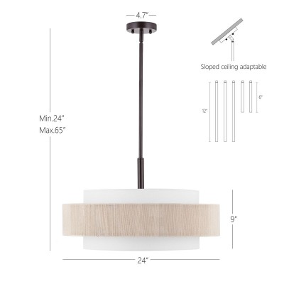 Tim Scandinavian Tiered Fabric Drum Chandelier Tim Scandinavian Tiered Fabric Drum Chandelier