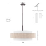 Tim Scandinavian Tiered Fabric Drum Chandelier