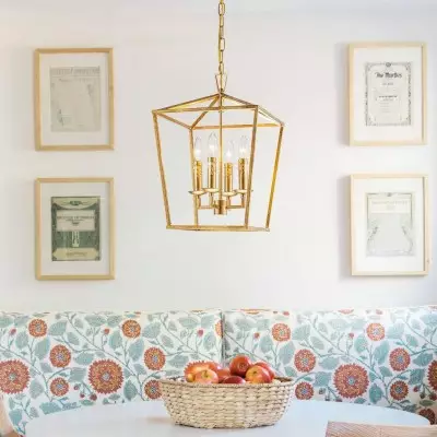 Hexon Antique Brass Gilded Iron Lantern Pendant Light Hexon Antique Brass Gilded Iron Lantern Pendant Light