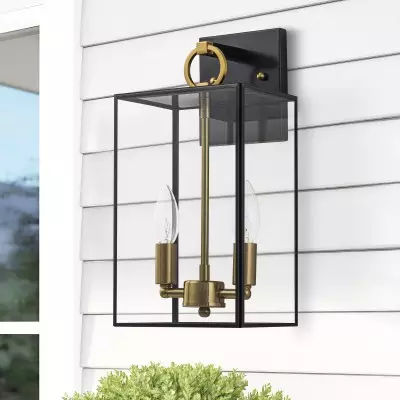 Lindsay Farmhouse Black And Brass Outdoor Lantern Wall Light Lindsay Farmhouse Black And Brass Outdoor Lantern Wall Light