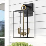 Lindsay Farmhouse Black And Brass Outdoor Lantern Wall Light