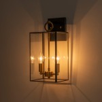 Lindsay Farmhouse Black And Brass Outdoor Lantern Wall Light