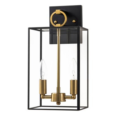Lindsay Farmhouse Black And Brass Outdoor Lantern Wall Light Lindsay Farmhouse Black And Brass Outdoor Lantern Wall Light