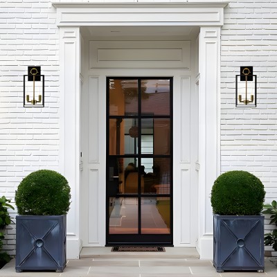 Lindsay Farmhouse Black And Brass Outdoor Lantern Wall Light Lindsay Farmhouse Black And Brass Outdoor Lantern Wall Light