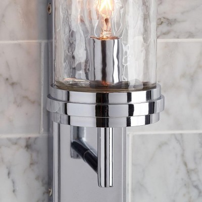 Ira Farmhouse Cylinder Hammered Glass Sconce Ira Farmhouse Cylinder Hammered Glass Sconce