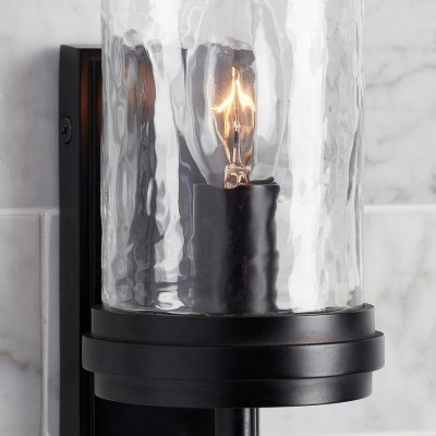Ira Farmhouse Cylinder Hammered Glass Sconce Ira Farmhouse Cylinder Hammered Glass Sconce