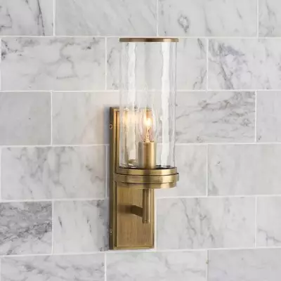 Ira Farmhouse Cylinder Hammered Glass Sconce Ira Farmhouse Cylinder Hammered Glass Sconce