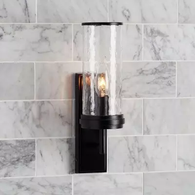Ira Farmhouse Cylinder Hammered Glass Sconce Ira Farmhouse Cylinder Hammered Glass Sconce