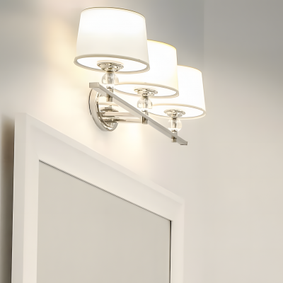 Remi Rustic 3-Light White Fabric Sconce Remi Rustic 3-Light White Fabric Sconce