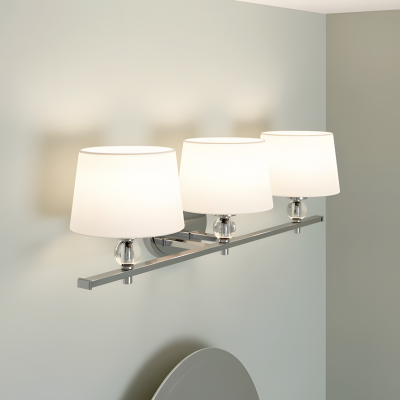 Remi Rustic 3-Light White Fabric Sconce Remi Rustic 3-Light White Fabric Sconce