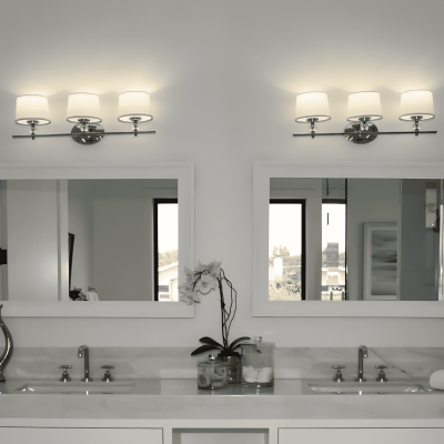 Remi Rustic 3-Light White Fabric Sconce Remi Rustic 3-Light White Fabric Sconce