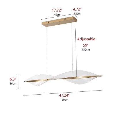 Delfino Nordic Gold Wave Led Acrylic Linear Chandelier Delfino Nordic Gold Wave Led Acrylic Linear Chandelier