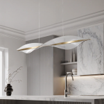Delfino Nordic Gold Wave Led Acrylic Linear Chandelier