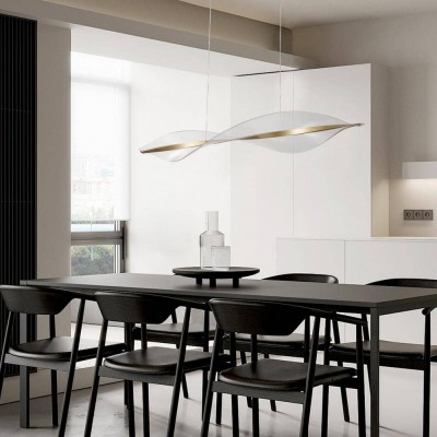 Delfino Nordic Gold Wave Led Acrylic Linear Chandelier Delfino Nordic Gold Wave Led Acrylic Linear Chandelier