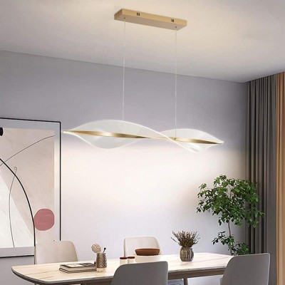 Delfino Nordic Gold Wave Led Acrylic Linear Chandelier Delfino Nordic Gold Wave Led Acrylic Linear Chandelier
