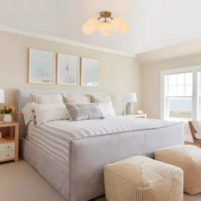 Anwen Mid Century Glass Brass Sputnik Bubble Chandelier