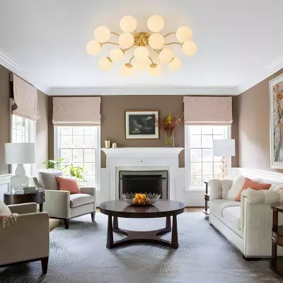 Anwen Mid Century Glass Brass Sputnik Bubble Chandelier