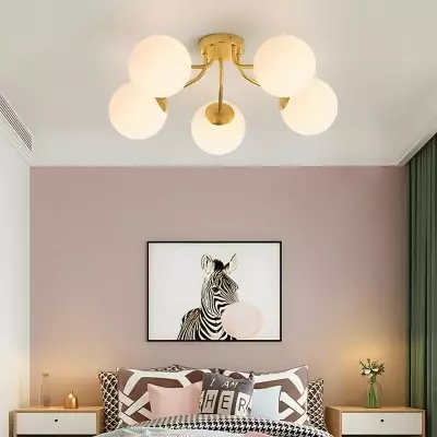 Anwen Mid Century Glass Brass Sputnik Bubble Chandelier