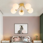 Anwen Mid Century Glass Brass Sputnik Bubble Chandelier