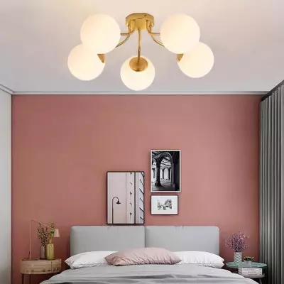 Anwen Mid Century Glass Brass Sputnik Bubble Chandelier