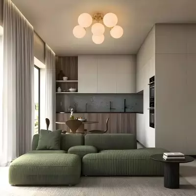 Anwen Mid Century Glass Brass Sputnik Bubble Chandelier