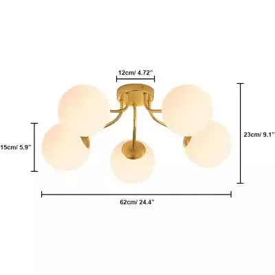 Anwen Mid Century Glass Brass Sputnik Bubble Chandelier