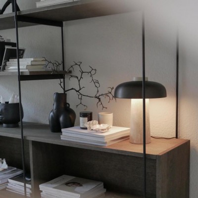 Salma Travertine Mushroom LED Table Lamp Salma Travertine Mushroom LED Table Lamp