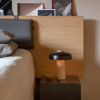 Salma Travertine Mushroom LED Table Lamp Salma Travertine Mushroom LED Table Lamp