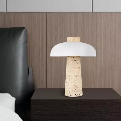 Salma Travertine Mushroom LED Table Lamp Salma Travertine Mushroom LED Table Lamp