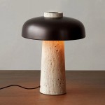 Salma Travertine Mushroom LED Table Lamp
