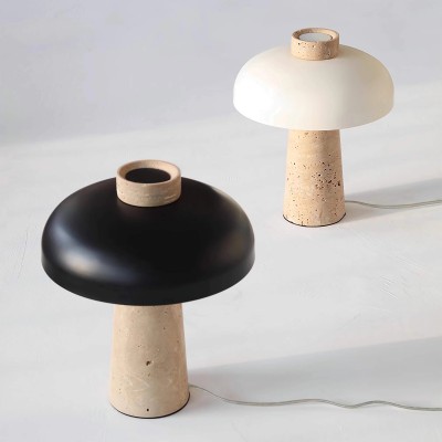 Salma Travertine Mushroom LED Table Lamp Salma Travertine Mushroom LED Table Lamp