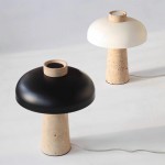 Salma Travertine Mushroom LED Table Lamp