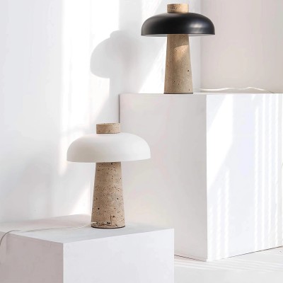Salma Travertine Mushroom LED Table Lamp Salma Travertine Mushroom LED Table Lamp